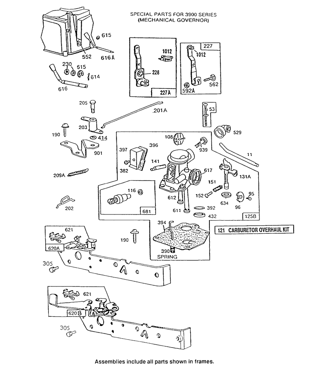 Carburetor, Control Brackets Diagram and Parts List for 92987-3268-01  Briggs and Stratton Engine